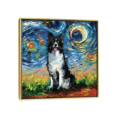 Reproduction d’art « Border Collie Night II » par aja Trèves