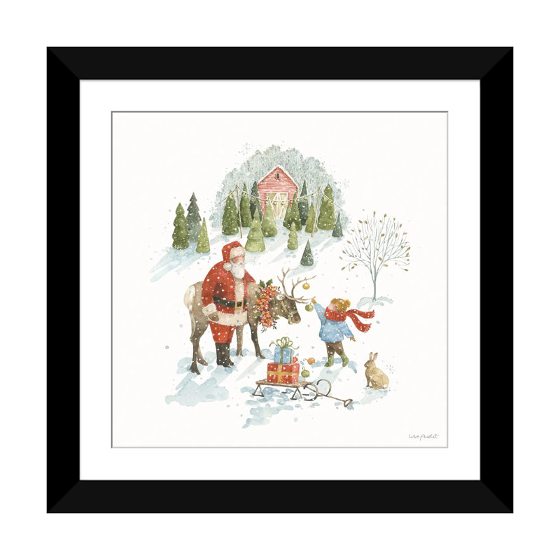 Santa's Tree Farm III - reproduction d'art murale - papier d'art encadré, H 16 po x l 16 po, Noir