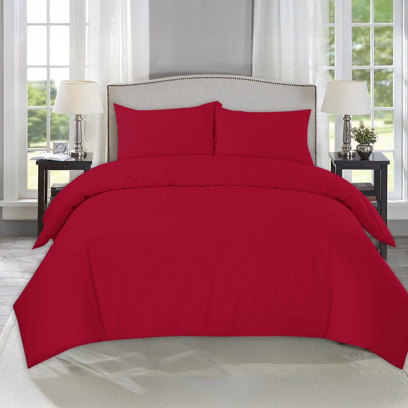 Microfiber No Pattern Duvet Cover Set with Pillowcases Included, Burgundy, Single Duvet Cover + 2 Standard Pillowcases