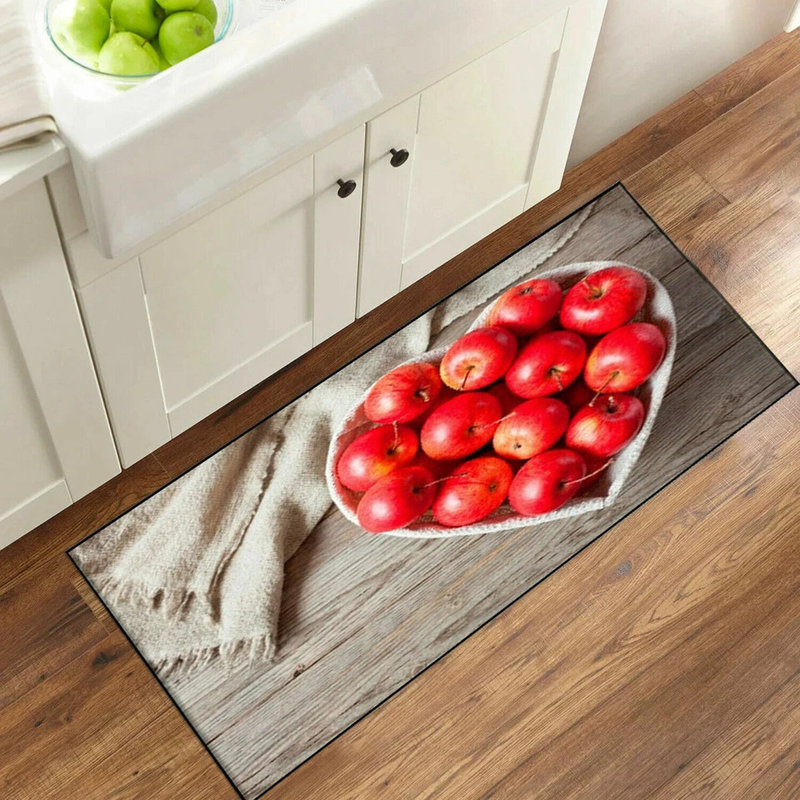 3D Fruit Kitchen Mat – Washable Non-Slip Runner Rug – Door Mat with Rubber Backing – Polypropylene, 50cm W x 150cm L