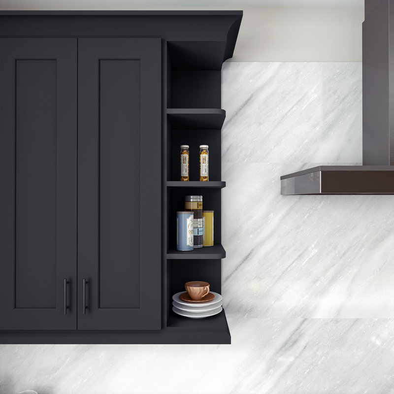 Tablette murale, 9" W x 42" H x 12" D, Noir Shaker