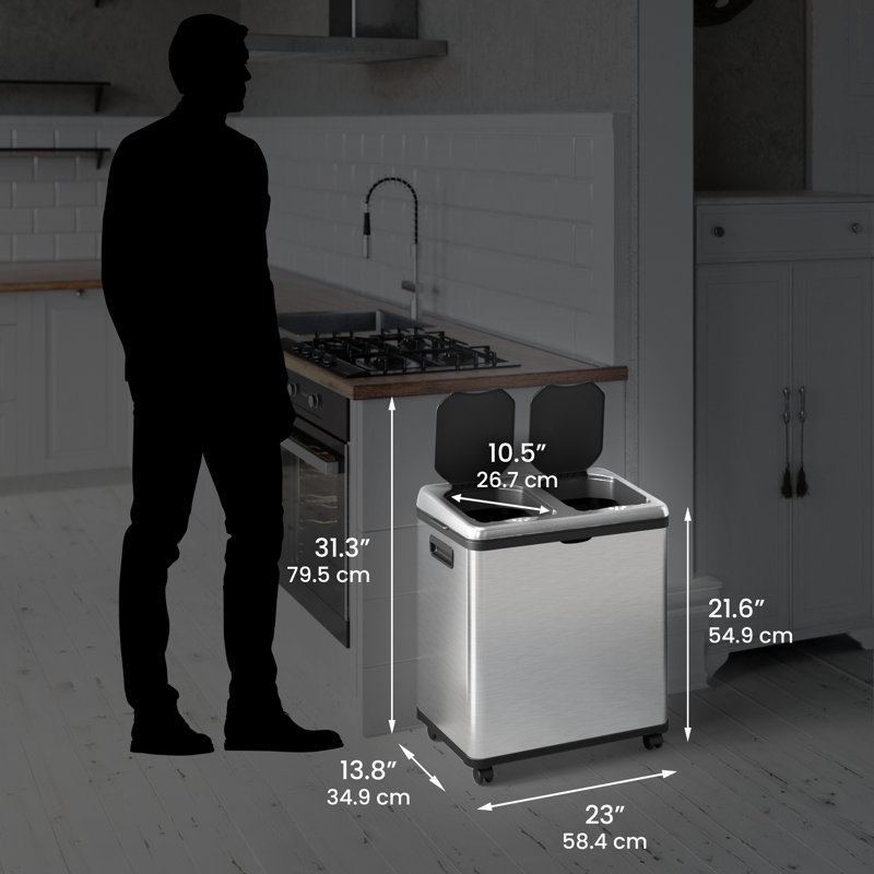 Poubelle et bac de recyclage multi-compartiments 16 gallons Erik