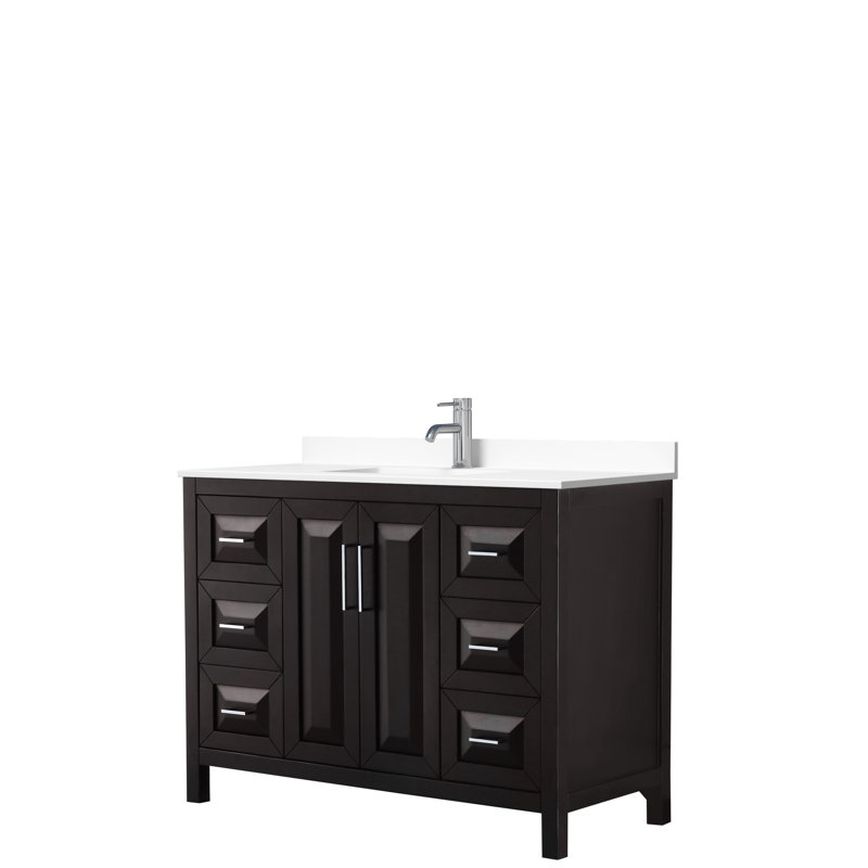 Daria 48'' W Single Vanity, Dark Espresso, Polished Chrome, White Cultured Marble