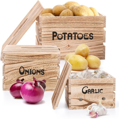 3 Pack Vegetable Storage Bins, with Lid and Aerating Holes