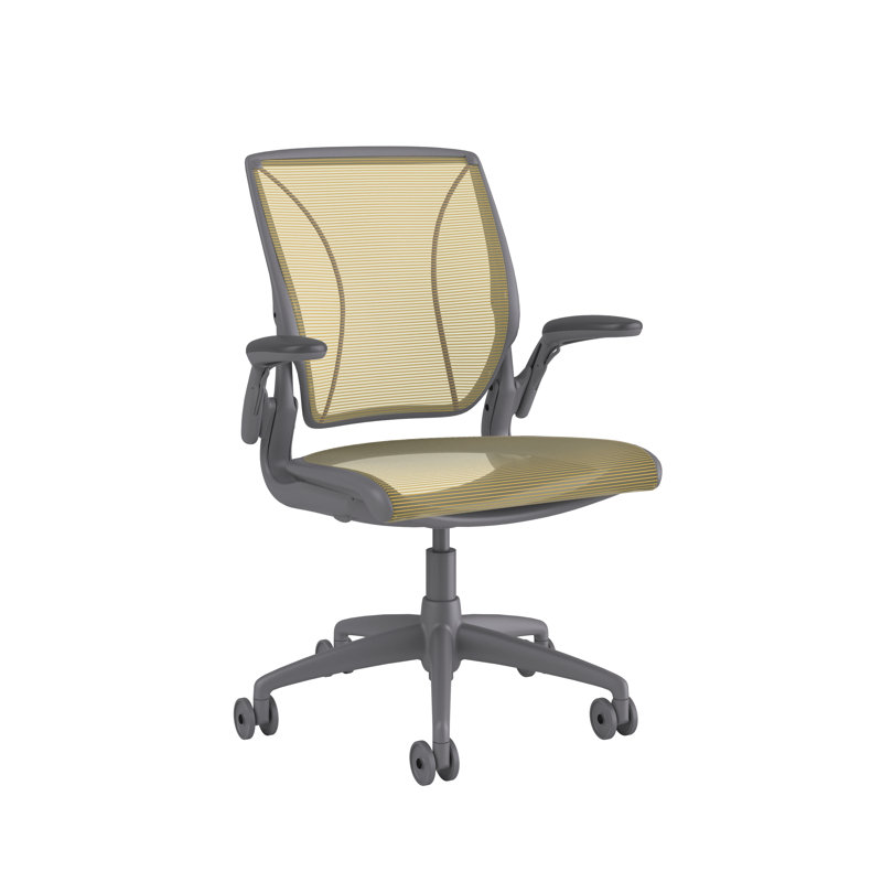 Chaise de travail World, Gris, Jaune cadmium, Réglable