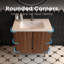 Meuble-lavabo moderne autoportant en noyer avec armoire de rangement flottante