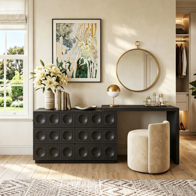 Modern 47.24" Makeup Vanity Desk with 6 Drawers, Hidden Handles & Flexible Reversible Design