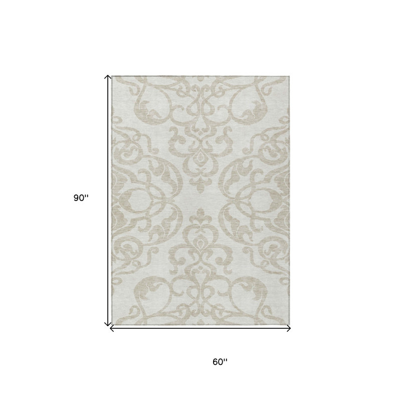 Tapis intérieur lavable damassé 5 pi x 8 pi