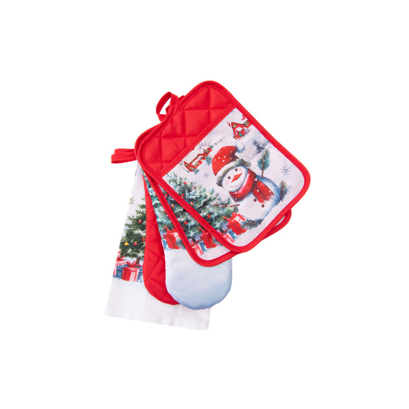 5 Piece Kitchen Set Snowman with Tree