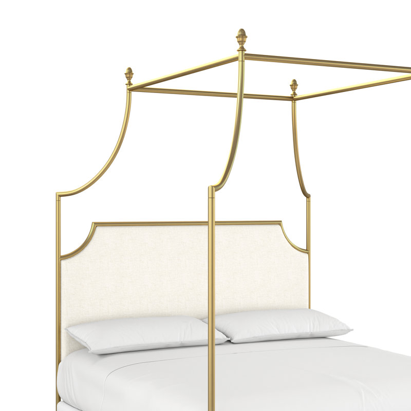 337 Flying Arch Canopy Bed | Complete Canopy, Queen, Gold Medal/White