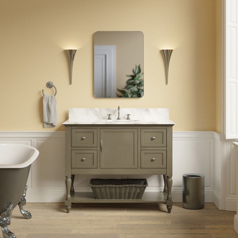 Ensemble de meuble-lavabo simple 42 po Hampton, Marbre de Carrare, Gris patiné