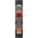 Hand Knotted Wool Area Rug in Black/Gray/Red/Beige