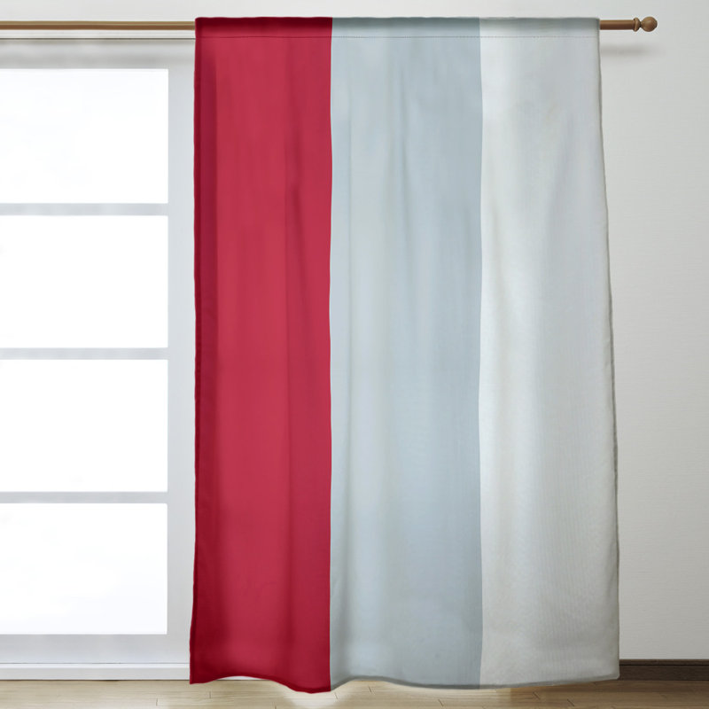 Mississippi Rebellion Sateen Room Darkening Curtain Single Panel, Red/Silver/White