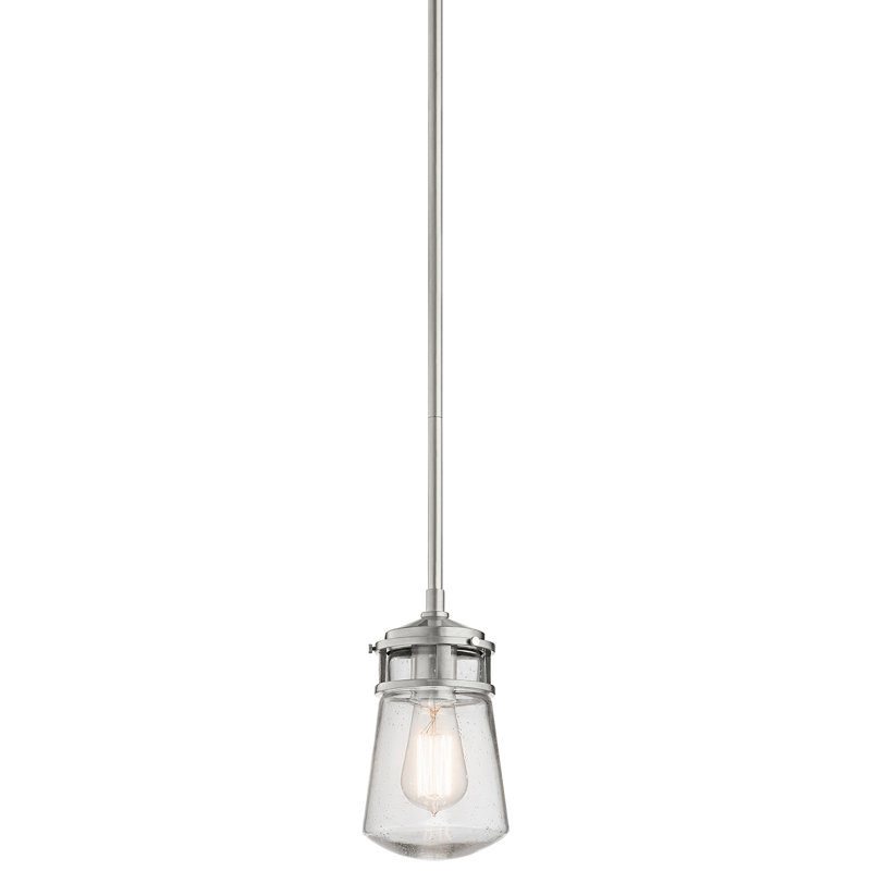 Lovitz 1 - Light Single Pendant, 9.5" H x 5" W x 5" D, Brushed Aluminum