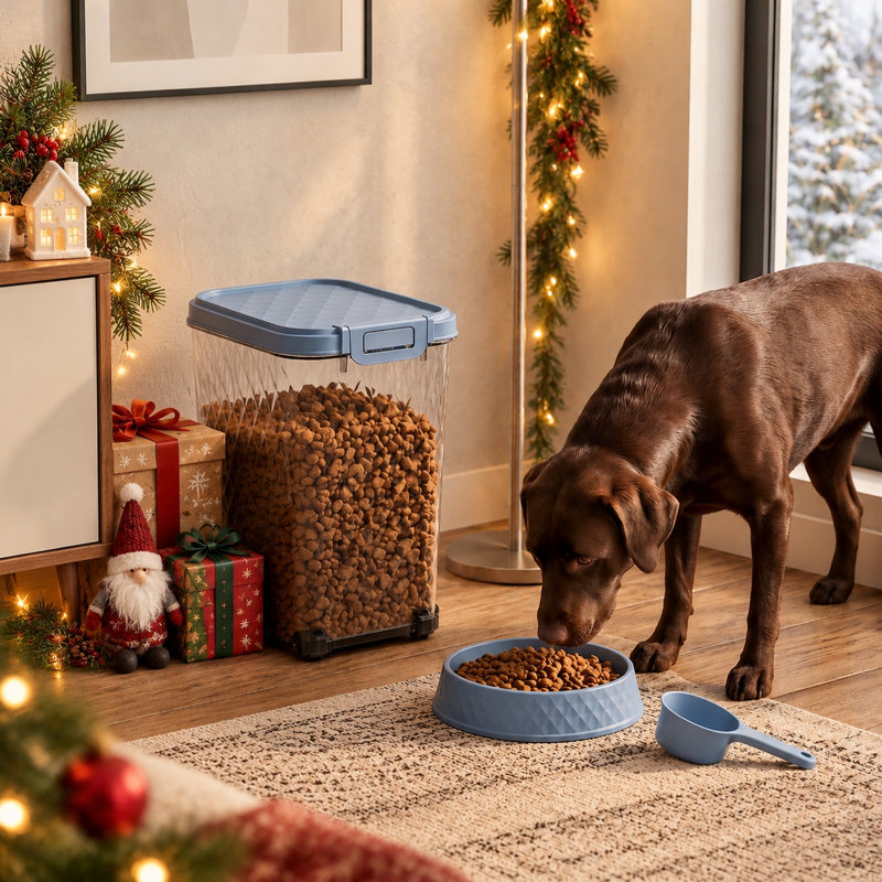 17.53"H Pet Food Storage Container(Blue)