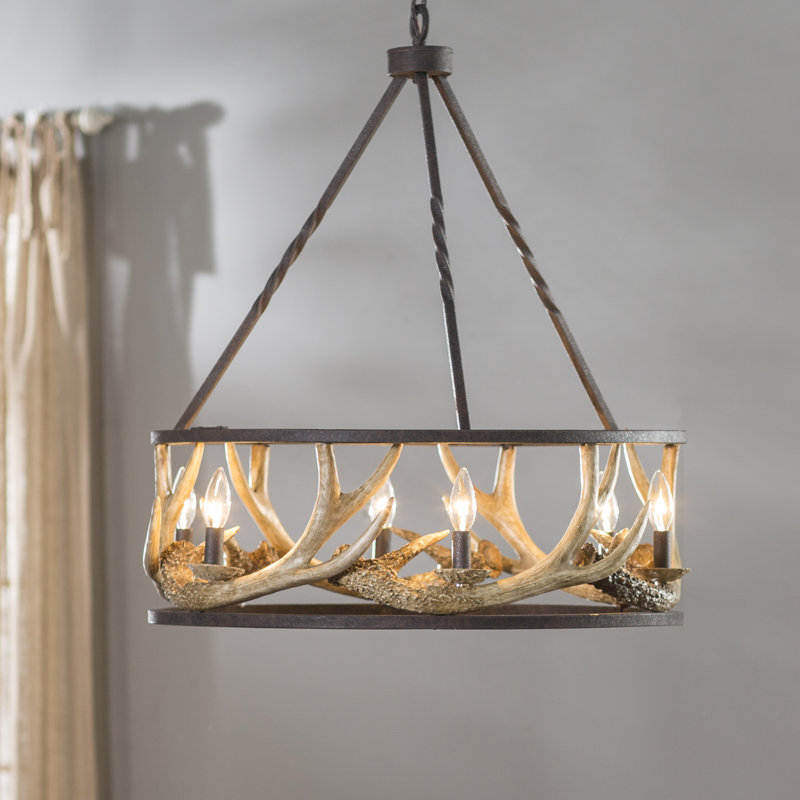 Lustre en roue de chariot à 6 lumières de style bougie Los Angeles