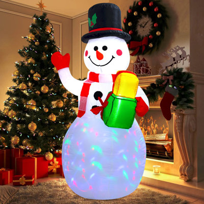 Christmas Decor Inflatable Snowman, Blow Up Yard Decor Snowman with LED Lights & Gift Boxs