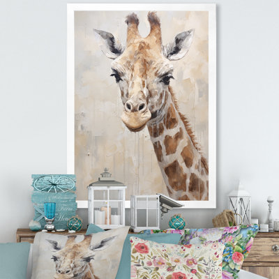 Minimalisme, girafe beige - impressions sur toile