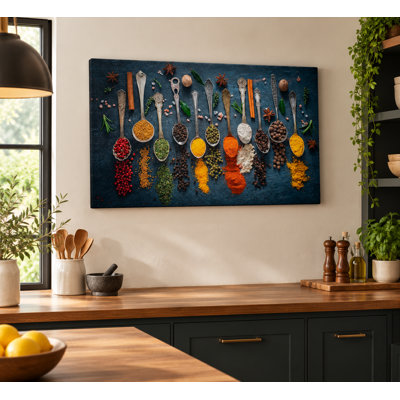 Herbs Spices Powder Spoons Kitchen 1 Piece Wrapped Canvas Wall Art