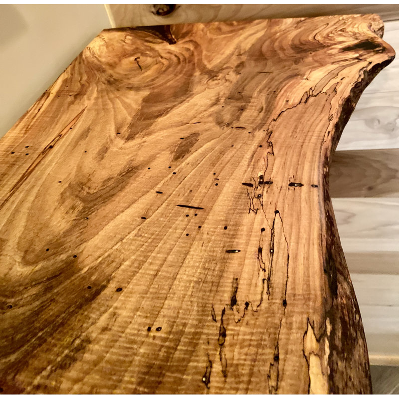 Incredible Live Edge Spalted Maple Wood Floating Shelf w/Exceptional Grain Patterns and Shape