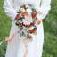 Bridal Bouquets For Bride, Artificial Flowers Bridal Bouquet Cascading Wedding Bouquets For Bride For Wedding Ceremony And Anniversary