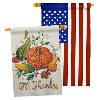 Double Sided 40'' H x 28'' W Polyester Thanksgiving House Flag