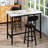 Space-Saving 39" Bar Table Set for 2 with PU Leather Stools - White Marble MDF Counter Height Dining Set