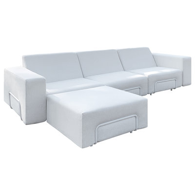 99" Outdoor Cloud Modular Sectional Sofa with 1 Ottoman, Waterproof Compressed Sofa Deep Seat with L-shaped Design for Living Room, Garden,No Assembly Required