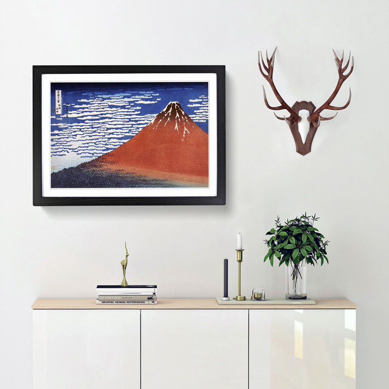 South Wind Clear Sky by Katsushika Hokusai - Picture Frame Painting Print, Black Framed, 36cm H x 48cm W x 2cm D