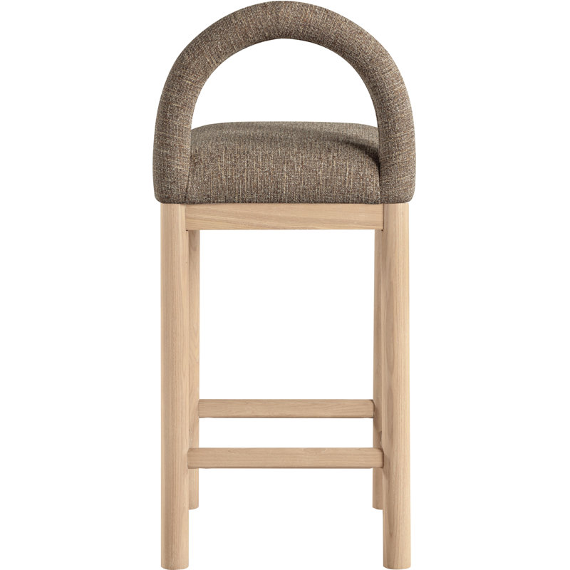 Tabouret de comptoir Conrad, Siège en tissu brun / structure naturelle