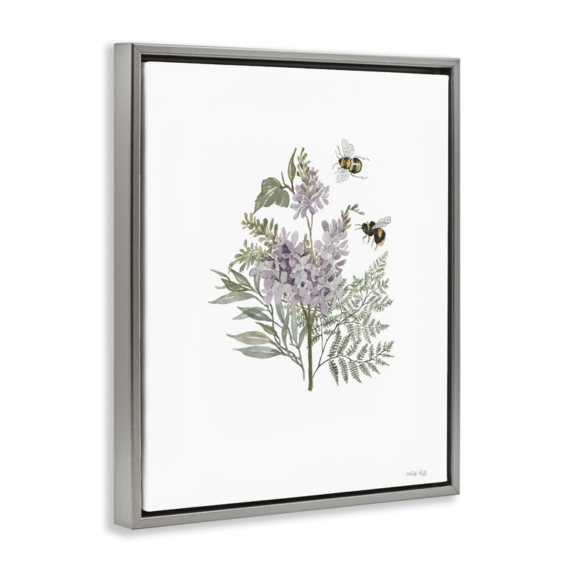 Lilas et bourdons encadrés par Cindy Jacobs, Cadre flottant gris lustré, H 21 po x l 17 po