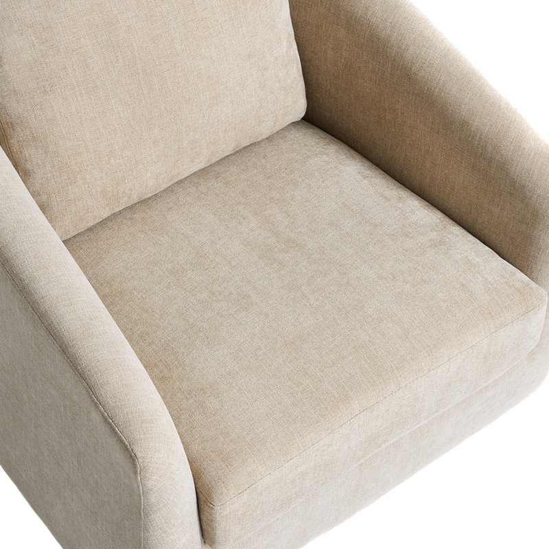 Chenille Upholstered Swivel Accent Chair with Curved Barrel Back (Set of 2), Sand Chenille