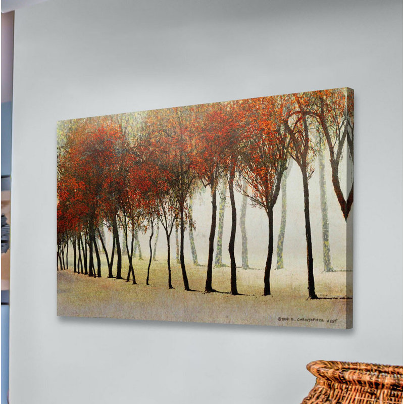 « row of trees red », reproduction d’art sur toile tendue, 30 po x 45 po