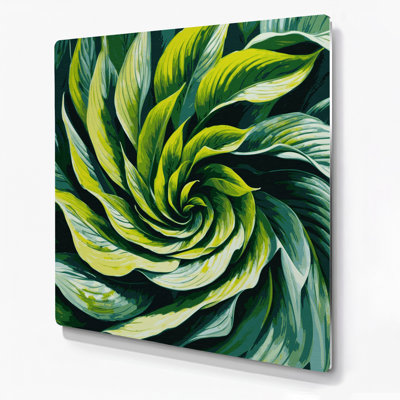 «Botanical Hostas», art mural en métal vert