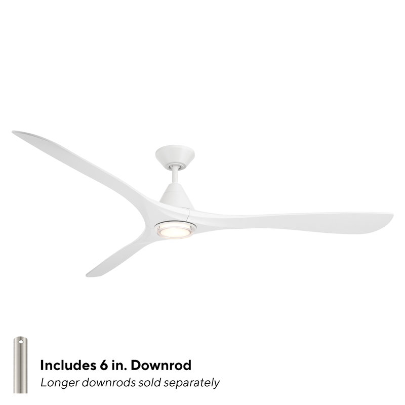 72" Carve Natural Wood Smart Ceiling Fan With 2700K-3000K-4000K-5000K Selectable LED Light Kit and Remote Control Included, Works With Alexa and iOS or Android App