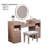 1Pc Vanity W/ Padded Stool Set 3Mm Mirror Storage Drawers Led On Mirror Tiffany Blush Finish Bedroom Furniture