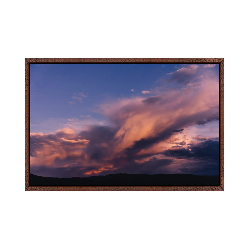 Taos Mountains Sunset 1 Piece Wall Art on Canvas, 101.6cm H x 152.4cm W x 3.81cm D, Classic Brown Wood Framed