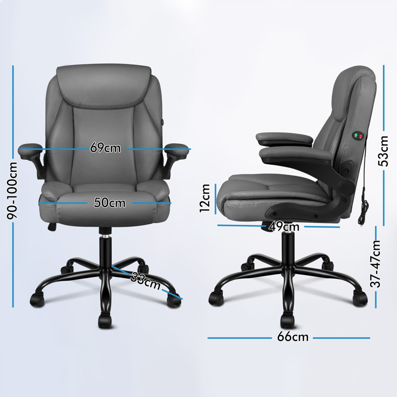 Office Chair, Gray, 53 cm H, Polyurethane
