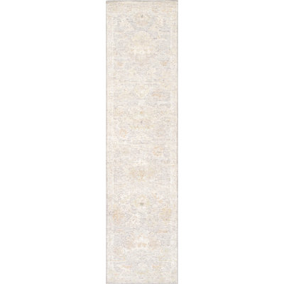 Oushak Hand-Knotted Silver Wool Area Rug