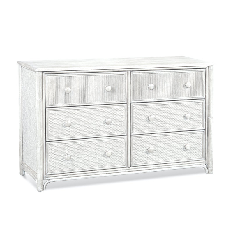 Commode double 6 tiroirs Summer Retreat, Blanc givré