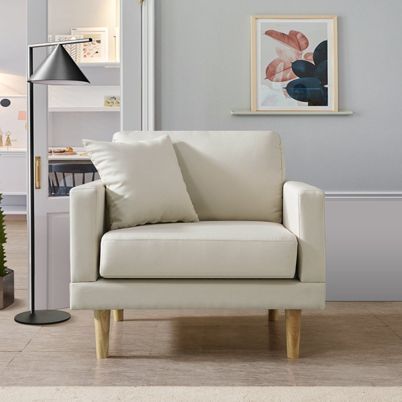Fauteuil de 34 po de large Murnie, Mélange de polyester beige