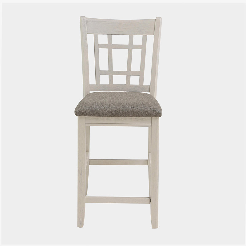 Ensemble de 2 tabourets hauts en bois laqué blanc rustique
