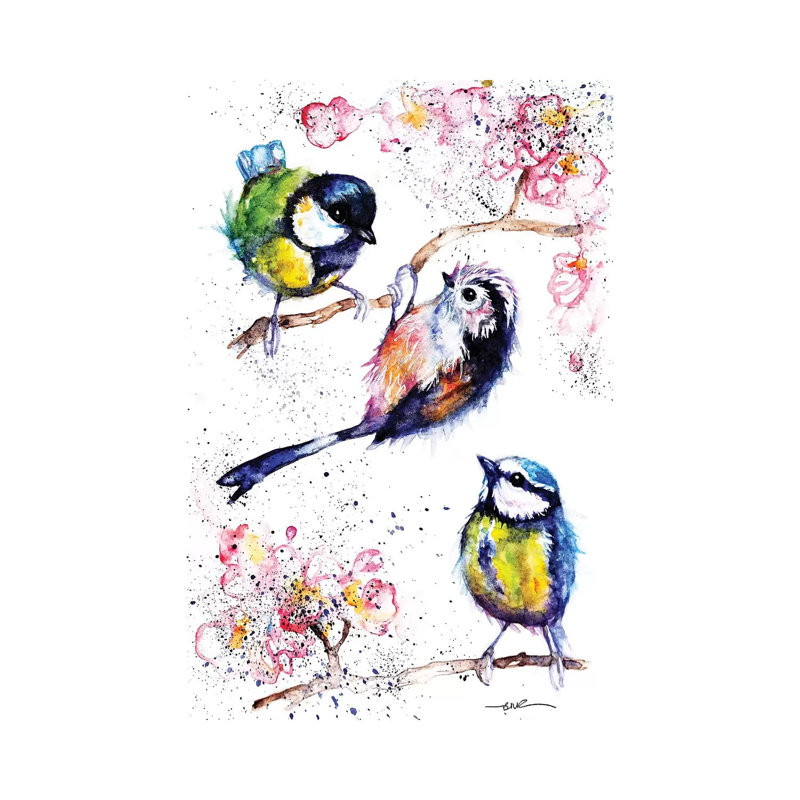 Trois petits oiseaux, H 26 po x l 18 po x 1,5 po