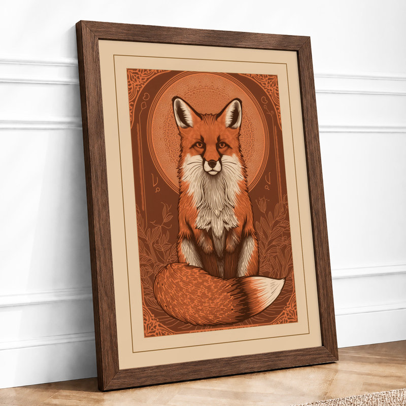 Alert Fox Portrait Rustic - Print, Walnut, A1 - 84.1 x 59.4 cm