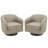 Frankie Upholstered Light Brown Cotton Blend Swivel Barrel Chair with Solid Wood Base-1684772857