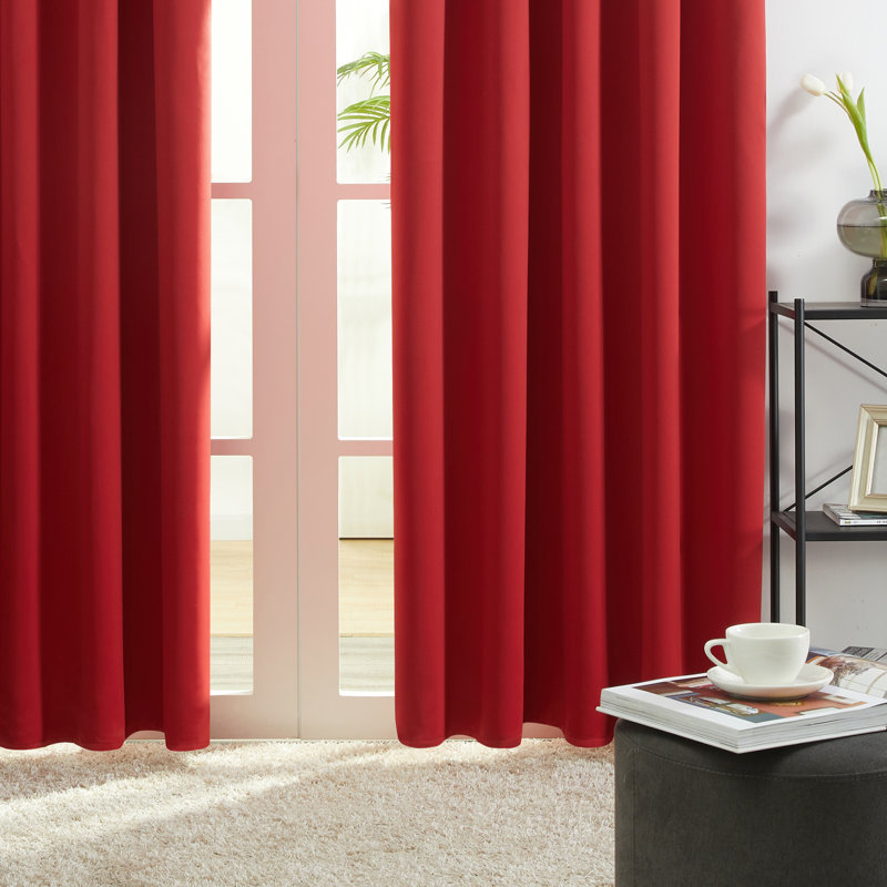 Harlowe Room Darkening Curtain Pair, 38" W x 84" L, Red