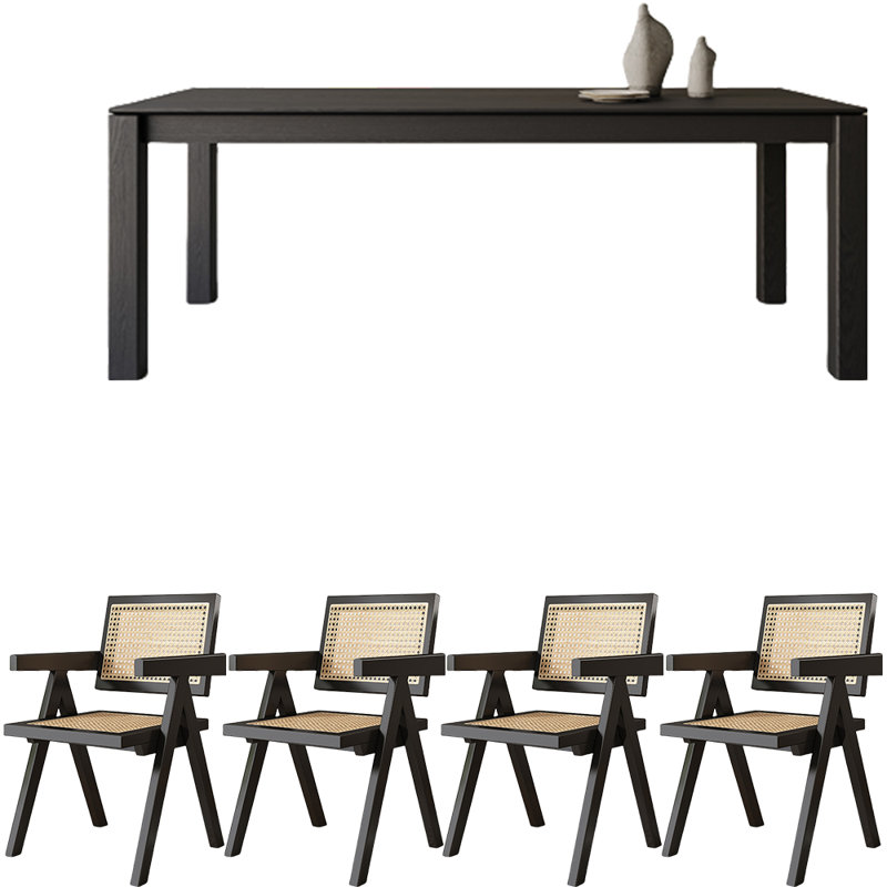 Ensemble de salle à manger Black Wood, H 29,5 po x L 55,1 po x l 31,5 po