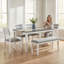 Ensemble de salle à manger rustique 6 pièces avec banc et 4 chaises rembourrées - Mobilier de salle à manger classique-985909327
