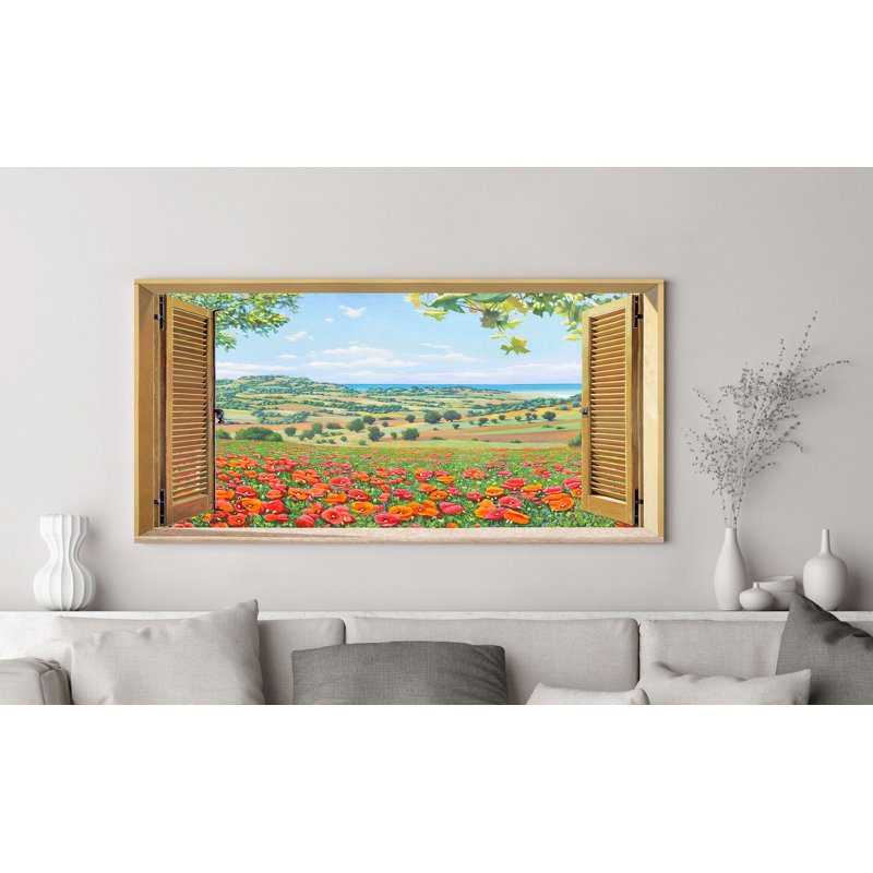 Window On The Poppy Field by Andrea Del Missier - Wrapped Canvas Print, 60 cm H x 120 cm W