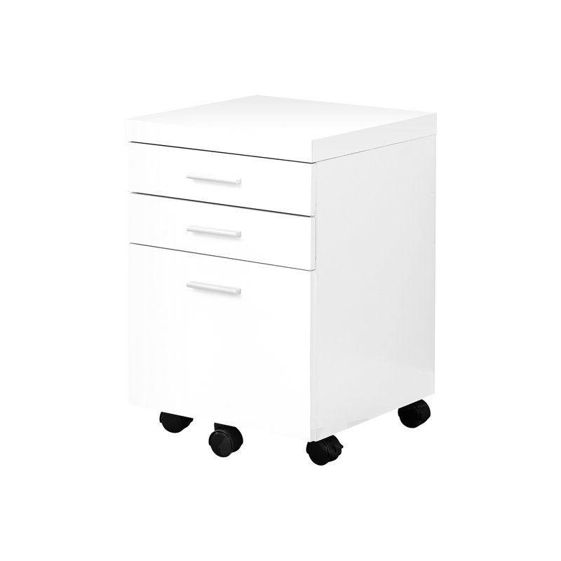 Classeur à roulettes Office, traitement de surface stratifié blanc, tiroirs de rangement et support d'imprimante,